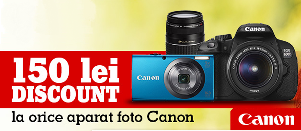 Reducere de 150 lei la aparatele foto Canon