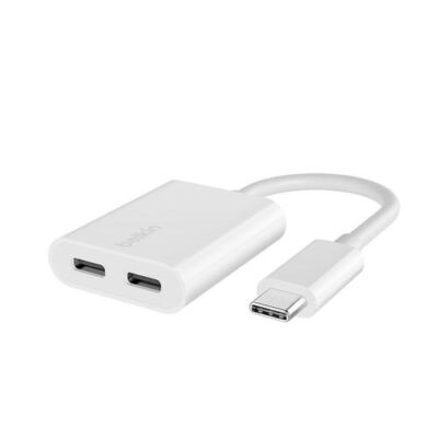Black Friday Adaptor audio si incarcare Belkin ROCKSTAR Dual USB-C F7U081btWH
