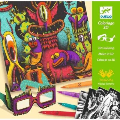 Black Friday 2022 Atelier de colorat 3D - Monstruleti simpatici - Set creativitate si indemanare