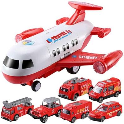Black Friday 2022 Avion cargo rosu cu 6 masinute