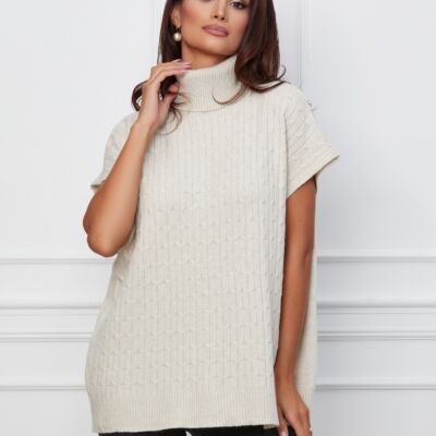 Black Friday Bluza Iarina bej fara maneci cu model in relief