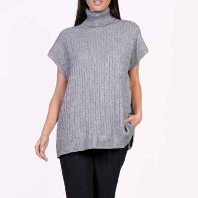 Black Friday Bluza Iarina gri fara maneci cu model in relief