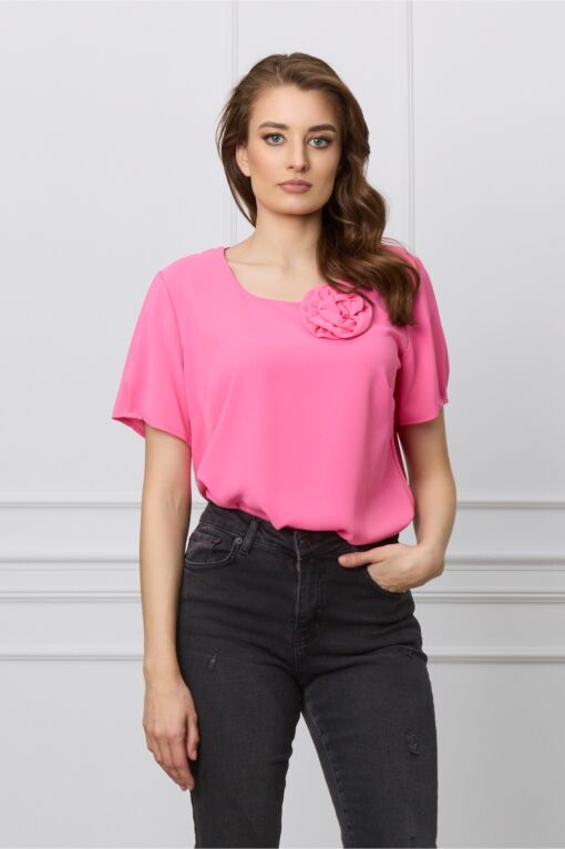 Black Friday Bluza Ina roz cu aplicatie florala 3D