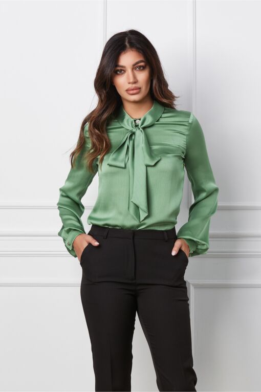 Black Friday 2022 Bluza MBG verde cu funda la guler