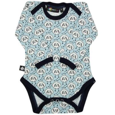 Black Friday 2022 Body bleu Oite albe varsta 9 - 12 luni Belkids