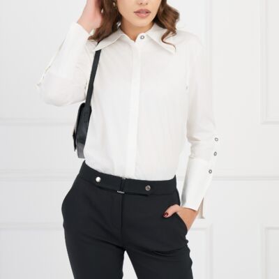 Black Friday 2022 Camasa Rachel alba lejera cu nasturi ascunsi