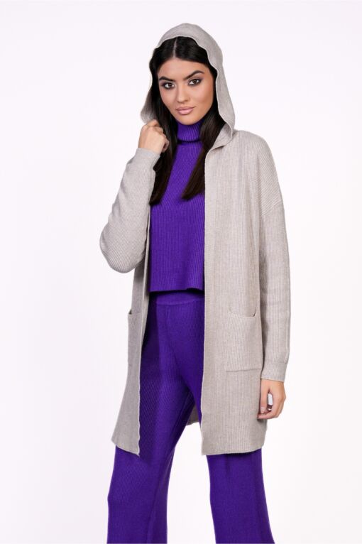 Black Friday 2022 Cardigan Nadine bej din tricot cu buzunare