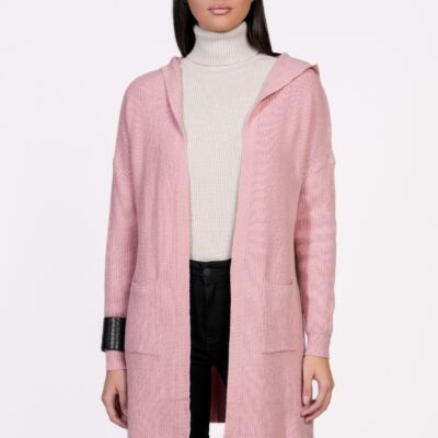 Black Friday 2022 Cardigan Nadine roz din tricot cu buzunare