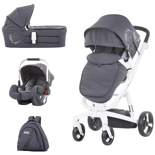 Black Friday 2022 Carucior Chipolino Electra 3 in 1 silver cu cadru alb