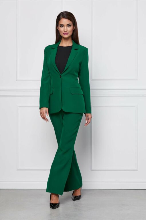 Black Friday 2022 Compleu Ella Collection Lucy verde cu pantaloni evazati