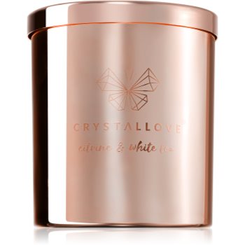 Black Friday Crystallove Golden Scented Candle Citrine & White Tea lumânare parfumată