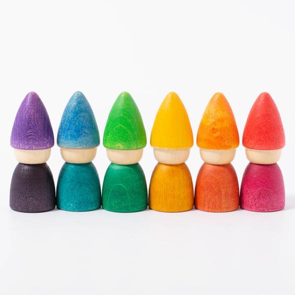 Black Friday 2022 Figurine pitici Rainbow Tomtens - 6 piese din lemn pentru joc liber