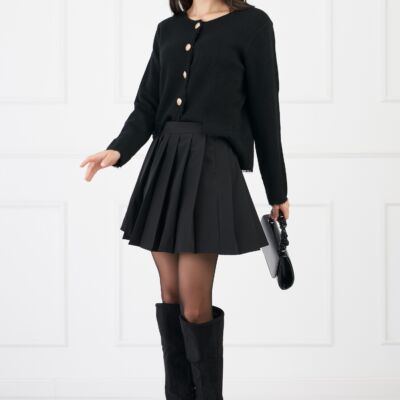 Black Friday 2022 Fusta Ana neagra scurta cu pliuri