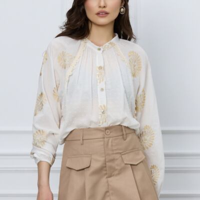 Black Friday Fusta Andra bej scurta cu pliuri