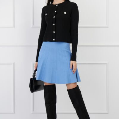 Black Friday 2022 Fusta Jessie bleu scurta din tricot