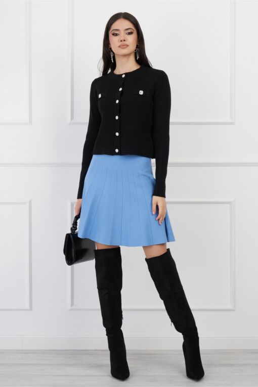 Black Friday 2022 Fusta Jessie bleu scurta din tricot