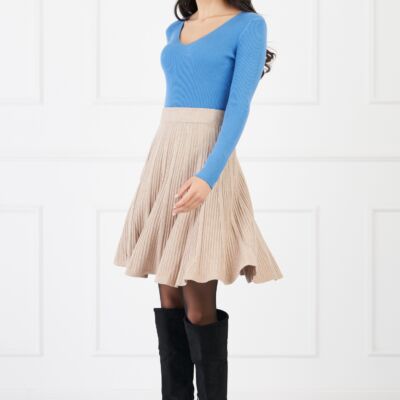 Black Friday Fusta Ramona bej clos din tricot reiat