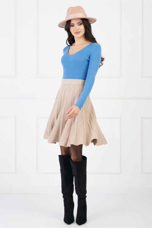 Black Friday Fusta Ramona bej clos din tricot reiat