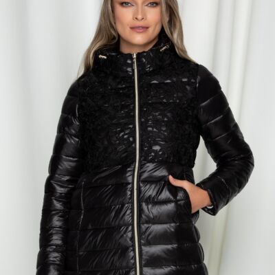 Black Friday 2022 Geaca Izabela neagra cu broderie cu buzunare discrete