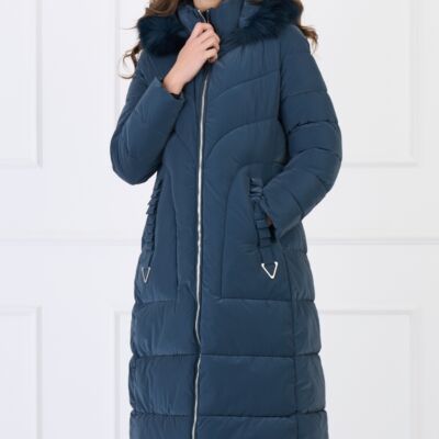 Black Friday Geaca din fas bleumarin cu blanita la gluga
