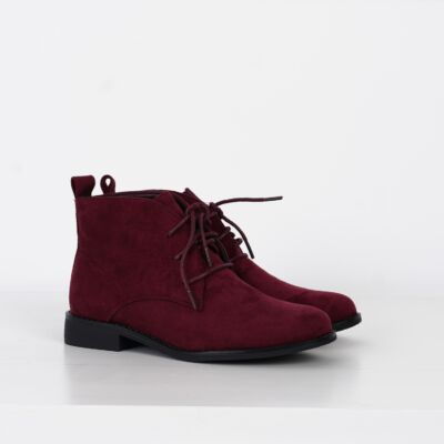 Black Friday Ghete din piele intoarsa ecologica bordo cu siret