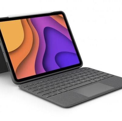 Black Friday 2022 Husa Book Cover cu tastatura Logitech Folio Touch pentru Apple iPad Air (Gen.4 / Gen.5) (Gri)