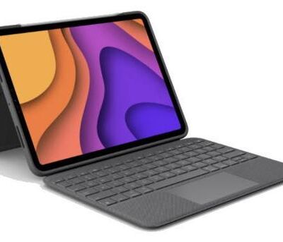 Black Friday Husa cu tastatura Logitech Folio Touch 920‑009968 pentru iPad Air Gen 4 2020 (Gri)