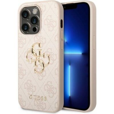 Black Friday Husa de protectie Guess PU 4G Metal Logo Case for iPhone 15 Plus (Roz)