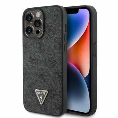 Black Friday Husa de protectie Guess PU 4G Strass Triangle Metal Logo Case for iPhone 15 Pro Max (Negru)