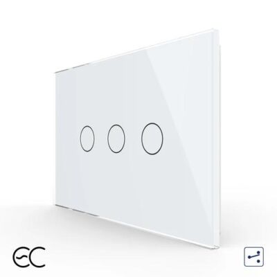 Black Friday 2022 Intrerupator Triplu Cap Scara / Cruce cu Touch LIVOLO din Sticla