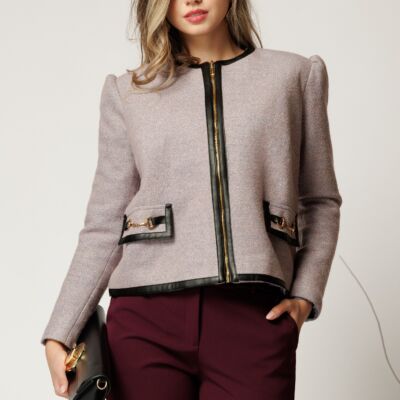 Black Friday Jacheta DY Fashion eleganta din tweed lila