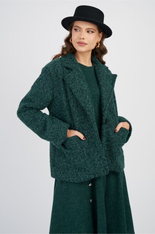 Black Friday Jacheta Lora verde cu buzunare