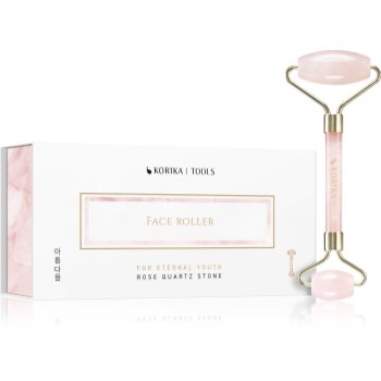 Black Friday 2022 KORIKA Tools Face Roller Rose Quartz Stone rolă pentru masaj pentru față și gât