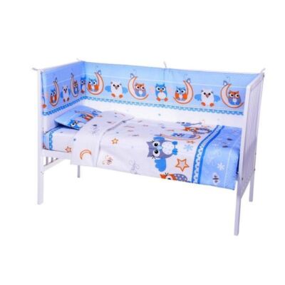 Black Friday 2022 Lenjerie patut cu 5 piese Owls Blue/White 027