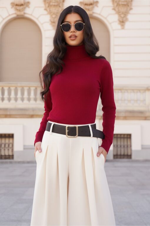 Black Friday Maleta Daniela burgundy cu guler intors