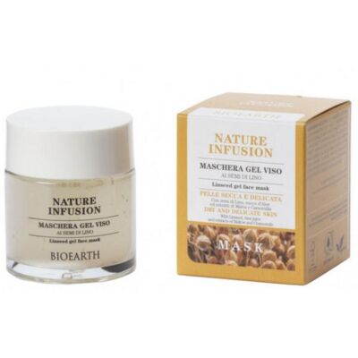 Black Friday 2022 Masca Faciala Gel cu Seminte de In pentru Ten Uscat si Sensibil - Bioearth Nature Infusion Linseed Gel Face Mask for Dry and Delicate Skin