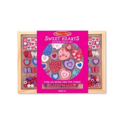 Black Friday 2022 Melissa and Doug - Set margele din lemn Inimioare Deco