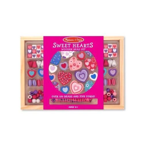 Black Friday 2022 Melissa and Doug - Set margele din lemn Inimioare Deco