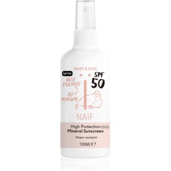 Black Friday 2022 Naif Baby & Kids Mineral Sunscreen SPF 50 spray autobronzant fara parfum pentru nou-nascuti si copii