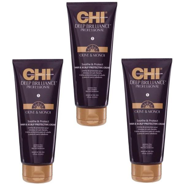 Black Friday 2022 Pachet 3 x Crema de Protectie pentru Par si Scalp - CHI Farouk Deep Brilliance Olive & Monoi Soothe & Protect Hair & Scalp Protective Cream