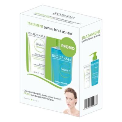 Black Friday 2022 Pachet Fluid calmant si hidratant pentru pielea acneica Sebium Sensitive