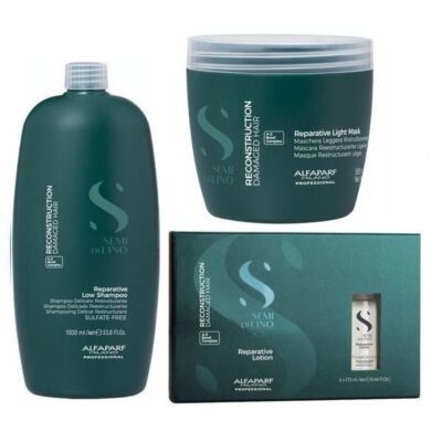 Black Friday 2022 Pachet Reparator pentru Par Fin Deteriorat - Alfaparf Semi di Lino Reconstruction Reparative A - Z Bond Complex: Sampon 1000 ml