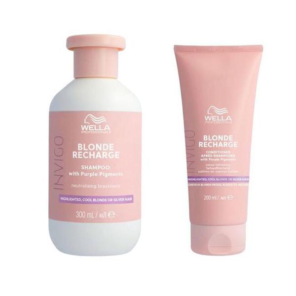 Black Friday 2022 Pachet cu Pigment Violet pentru Neutralizarea Tonurilor de Galben - Wella Professionals Invigo Blonde Recharge: Sampon 300 ml