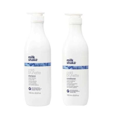 Black Friday 2022 Pachet pentru Neutralizarea Tonurilor de Rosu/Portocaliu pentru par Brunet/Saten - Milk Shake Cold Brunette: Sampon 1000 ml + Balsam 1000 ml