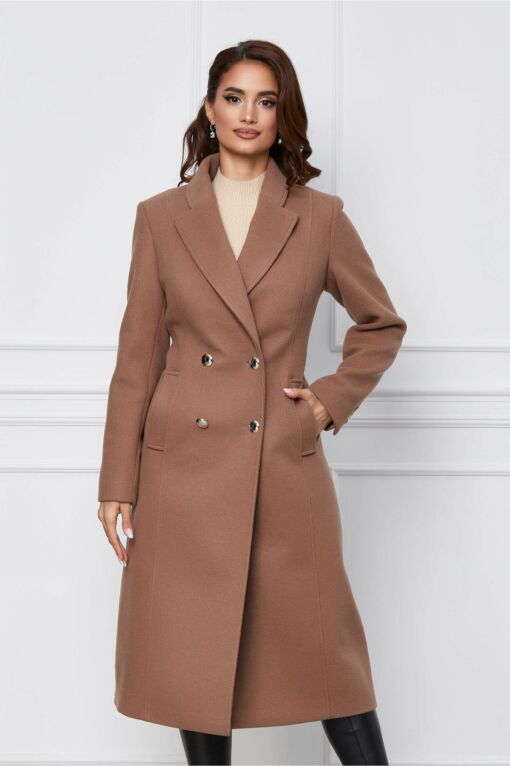 Black Friday 2022 Palton Leonard Collection maro cu buzunare