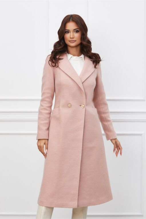 Black Friday 2022 Palton Leonard Collection roz cu buzunare