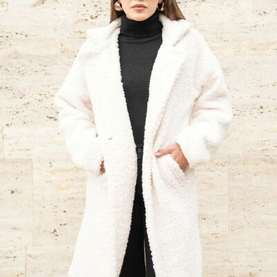 Black Friday Palton Tania alb din blanita