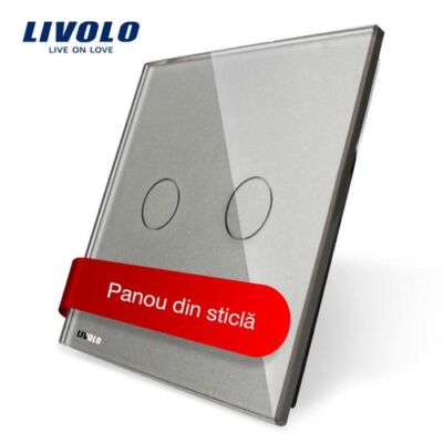 Black Friday 2022 Panou intrerupator dublu cu touch Livolo din sticla (Gri)