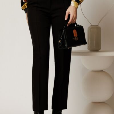 Black Friday Pantalon DY Fashion negru conici din stofa