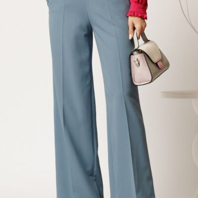 Black Friday Pantaloni DY Fashion bleu lejeri cu buzunare si nasturi decorativi